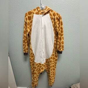 Giraffe Print Kids Onesie Pajamas - Yellow